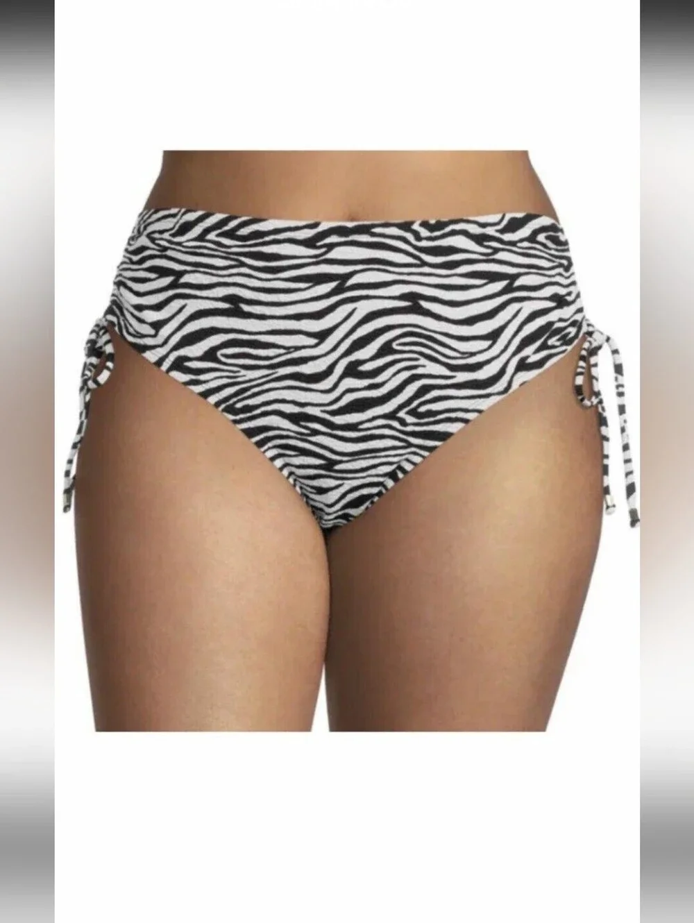 NWT Zebra Print Triangle Bikini Top andHigh Waist Bikini Bottoms - Black & White